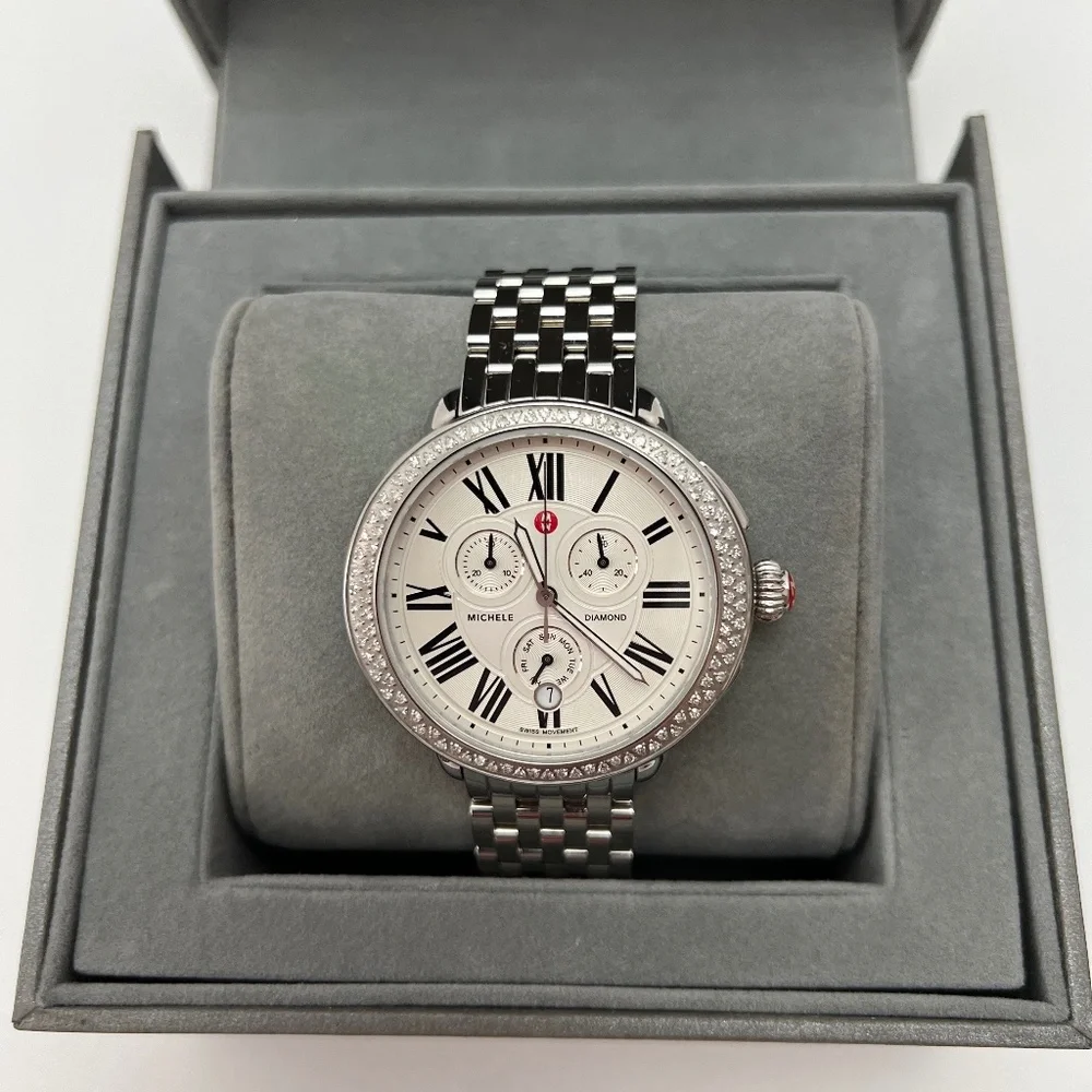 💖Michele Serein💖Diamond Silver Dial Chronograph 40mm Stainless Steel Ladi… - Picture 3 of 17